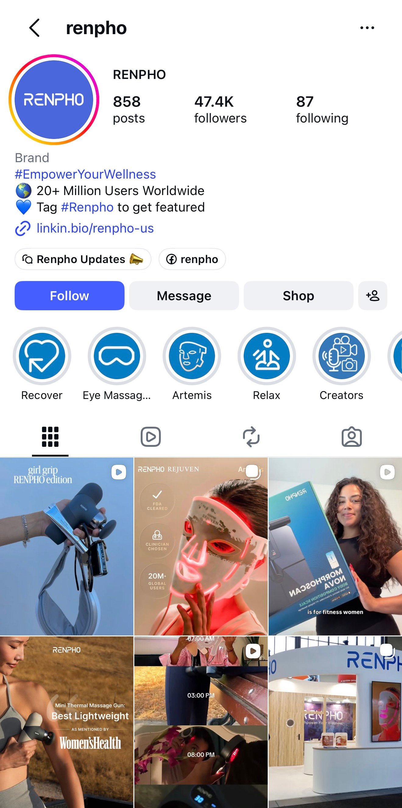 Renpho social media profile